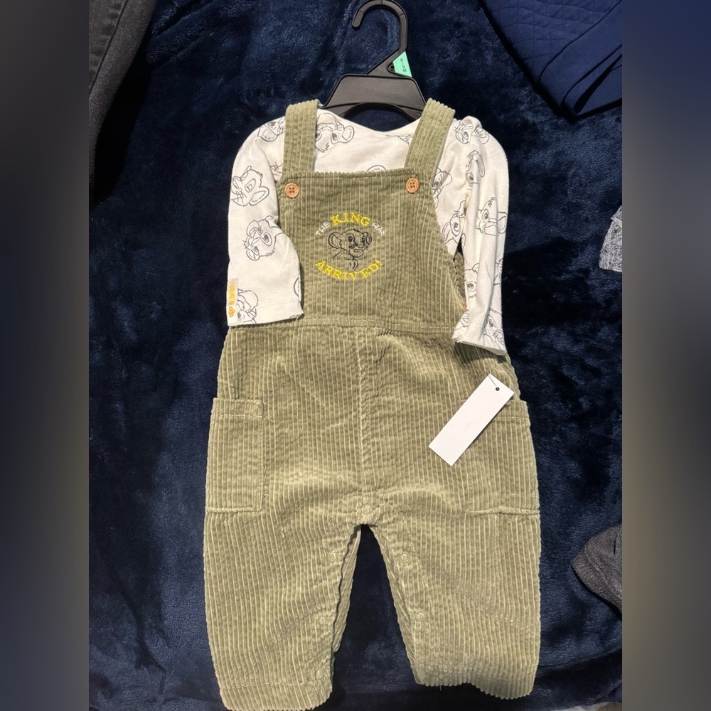 Kids Olive Corduroy Overalls